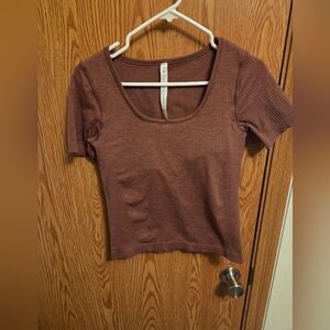 lululemon athletica Ribbed Scoop Neck Short Sleeve Top - Mauve Brown